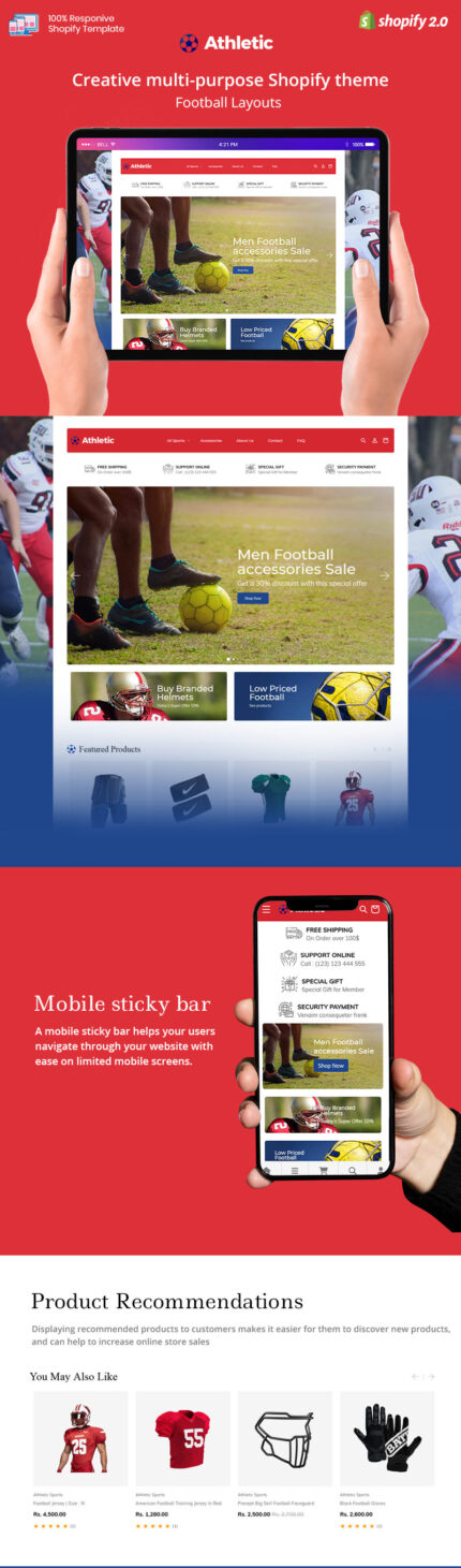 Athletic Football - Sportswear Cricket Swimming Shopify OS 2.0 Theme - Features Image 1