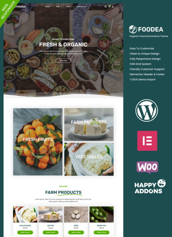 Foodea - Organic Food WordPress Elementor Template - Features Image 1