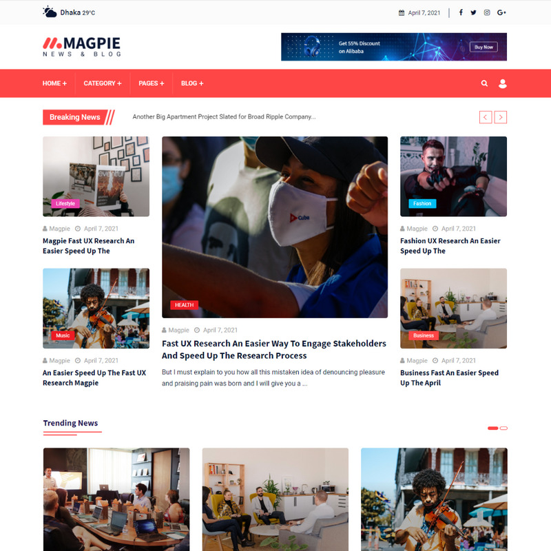 Magpie - Newspaper html Template - Features Image 1