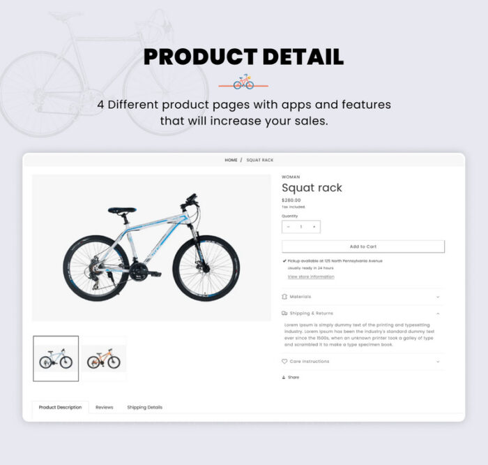 Bicycle Mega Sports, Bicycle, Bikes, Rental Shopify 2.0 Responsive Template - Features Image 10