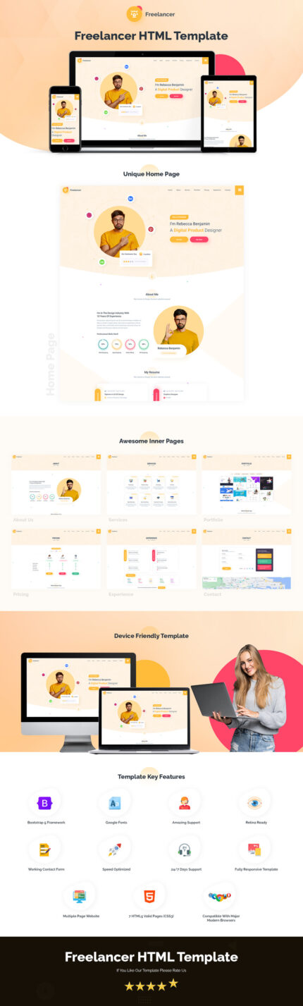 Freelancer HTML Website Template - Features Image 1