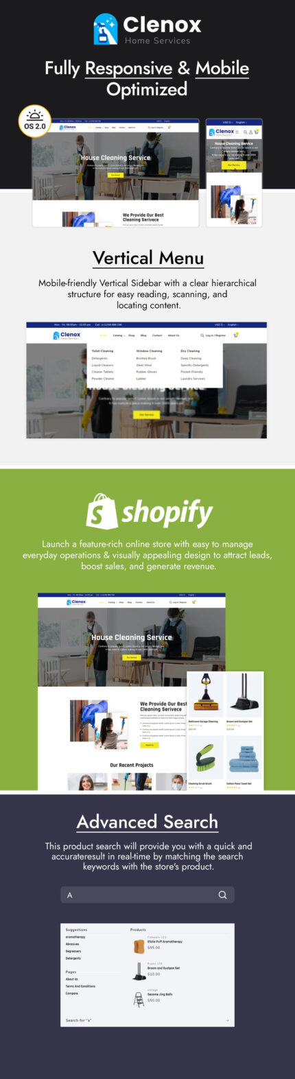 Clenox - Home Repair and Cleaning Service Shopify Theme - Features Image 1