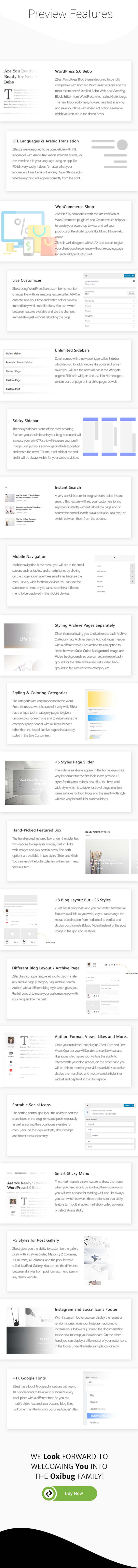 ZBest - Multi-Concept WordPress Blog Theme and Shop for Writers and Bloggers - Features Image 2