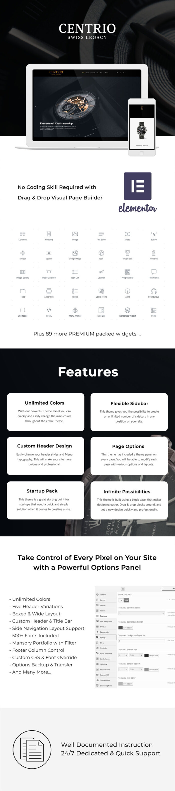 Centrio - Luxury Watches WordPress & Elementor Theme - Features Image 1