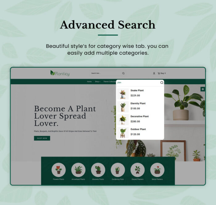 Planticy Nursery–Interior & House–Furniture Shopify 2.0 Premium Responsive Theme - Features Image 6