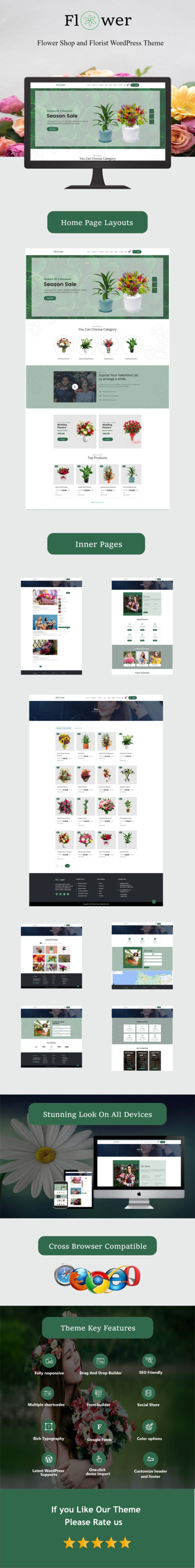 Flower Shop and Florist WordPress Theme - Features Image 1