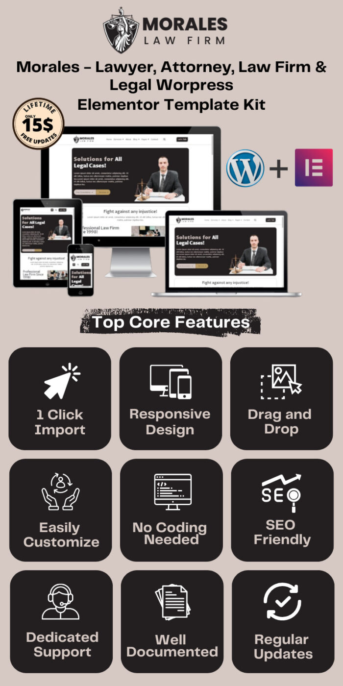 Morales - Law Firm,  Attorneys, Lawyers, Consultants & Advocacy Wordpress Elementor Template Kit - Features Image 1