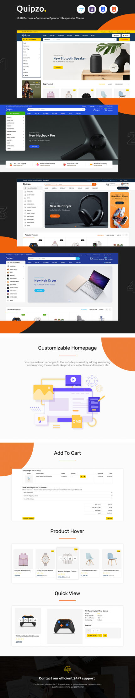 Quipzo - Modern & MultiPurpose OpenCart Theme - Features Image 1