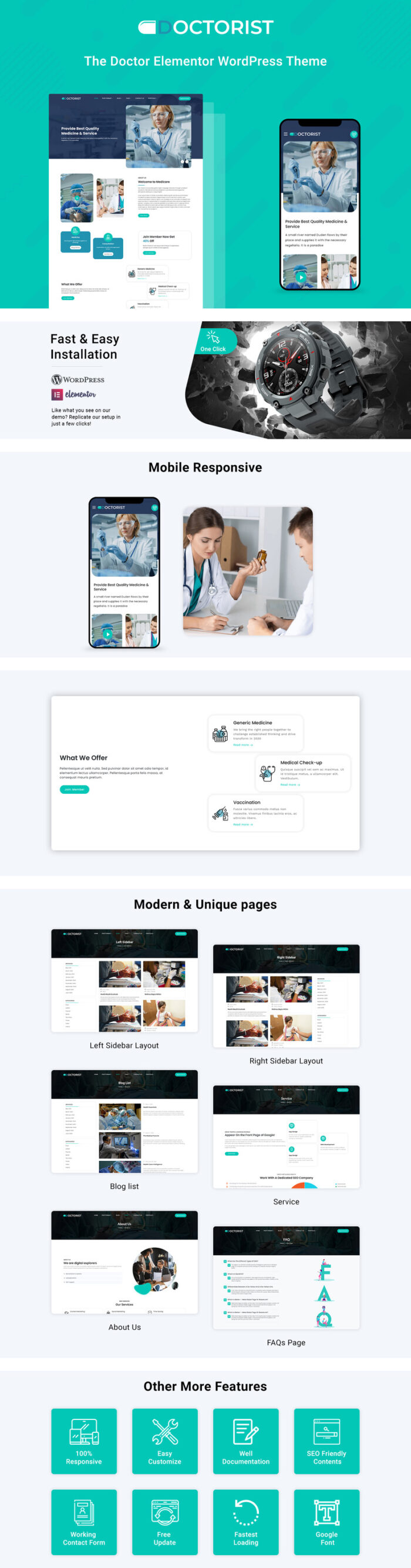 Doctorist - Multipurpose Doctor Medical  WordPress Theme - Features Image 1