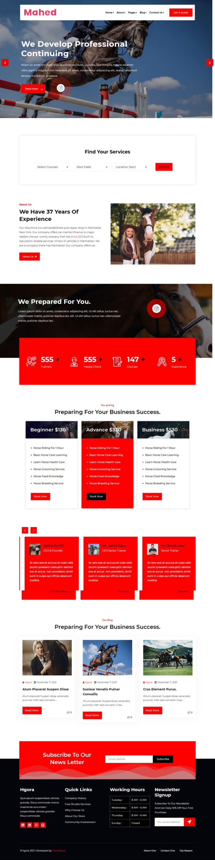 Hgoro Equestrian and Horse Riding Club WordPress Theme - Features Image 1