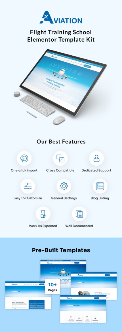 Aviation - Flight Training School Elementor Template Kit - Features Image 1