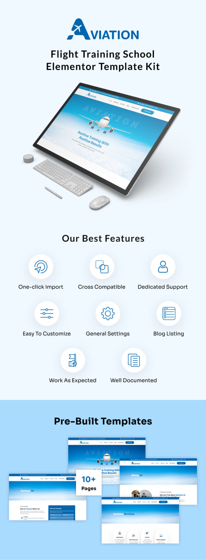 Aviation - Flight Training School Elementor Template Kit - Features Image 1