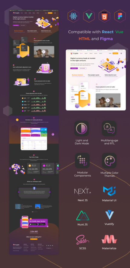 Icometeor - Crypto Blockchain React Vue HTML and Figma Landing Page Template - Features Image 1