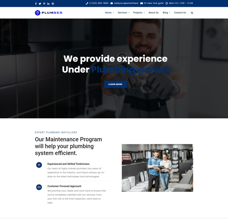 Plumber and Repair Services Maintenance HTML Template - Features Image 1