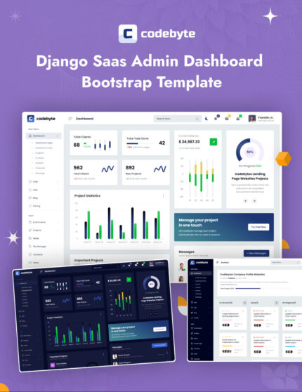 CodeByte - Django Saas Admin Dashboard Bootstrap Template - Features Image 1