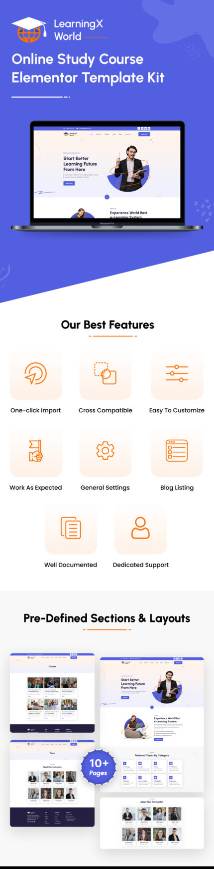 LearningX World - Online Study Course Elementor Template Kit - Features Image 1