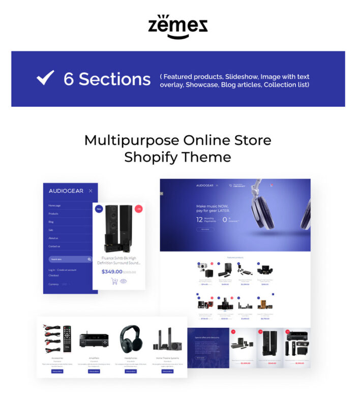 Audio Gear eCommerce Shopify Theme - Features Image 1