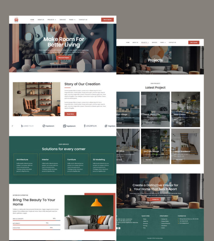 Furniture & Interior Design Elementor WordPress Theme - Features Image 1