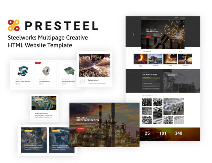 Presteel - Steelworks Multipage Creative HTML Website Template - Features Image 1