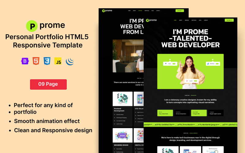 Prome - Personal Portfolio HTML5 Responsive Template - Features Image 1