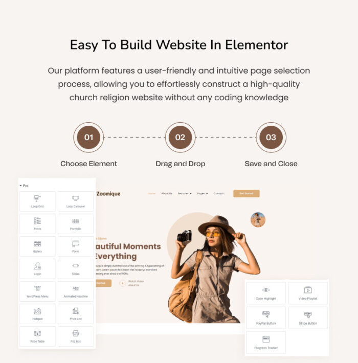 Zoomique -  Photography and Video Recording Services Elementor Template Kit - Features Image 3