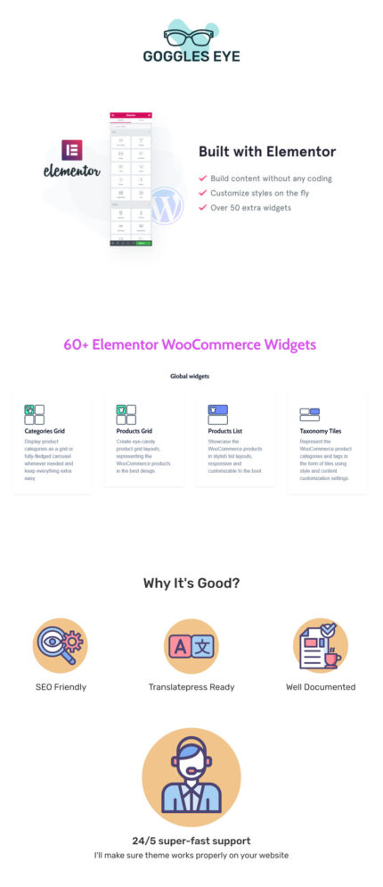 Goggles Eye - Eye Glasses WooCommerce Elementor Template - Features Image 1