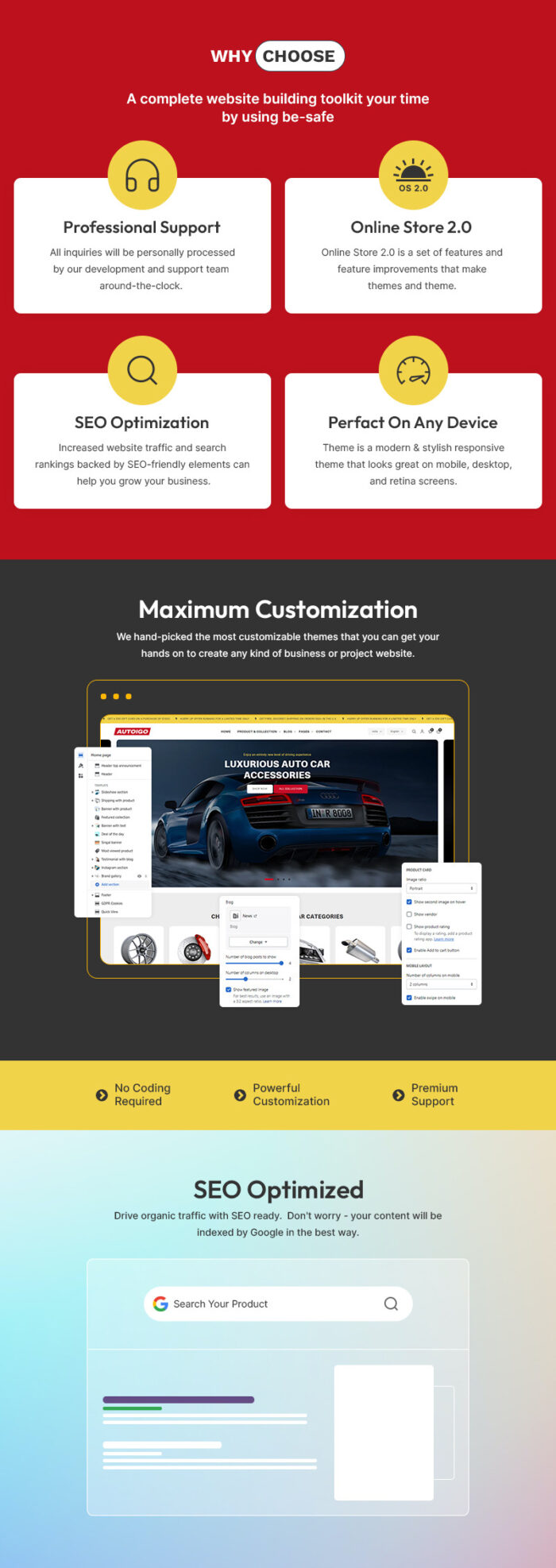 Autoigo - Automotive Car & Spare Parts Auto Tool Multipurpose Shopify 2.0 Responsive Theme - Features Image 1