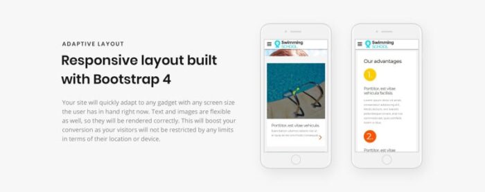 Swimming School Clean Responsive HTML5 Website Template - Features Image 5