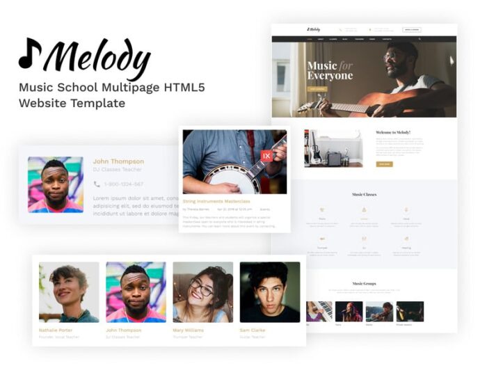 Melody - Music School Multipage HTML5 Bootstrap Website Template - Features Image 1