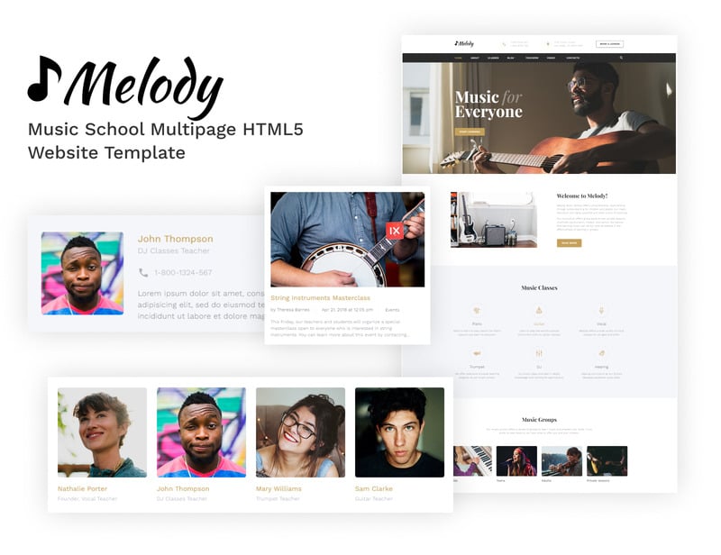 Melody - Music School Multipage HTML5 Bootstrap Website Template - Features Image 1