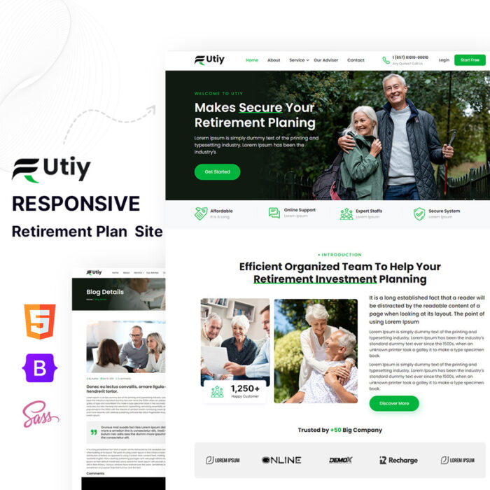 Utiy - Retirement Planning Elder Care Home Website Template - Features Image 1