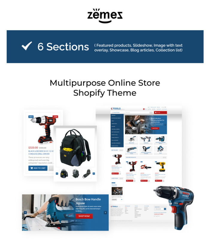 Tools & Equipment Store Responsive Shopify Theme - Features Image 1