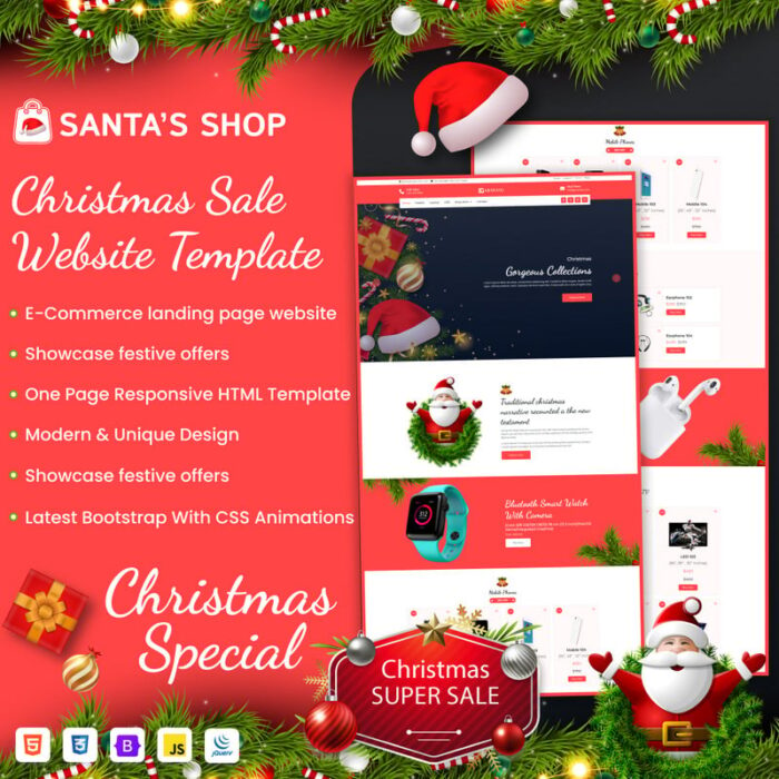 Santa's Shop | Christmas Sale, Offers, E-commerce – Bootstrap Template - Features Image 1