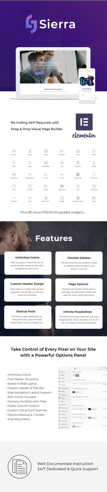 Sierra - Creative & Modern Multipurpose WordPress Theme - Features Image 1