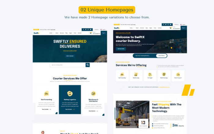 SwiftX - Courier Service and Delivery Modern HTML Website Template - Features Image 1