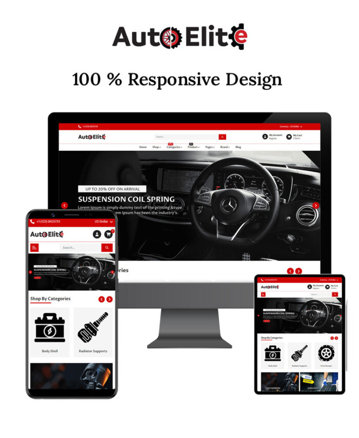 AutoElite Web - Premium HTML Template for Selling Vehicles Automobile Parts Online - Features Image 1