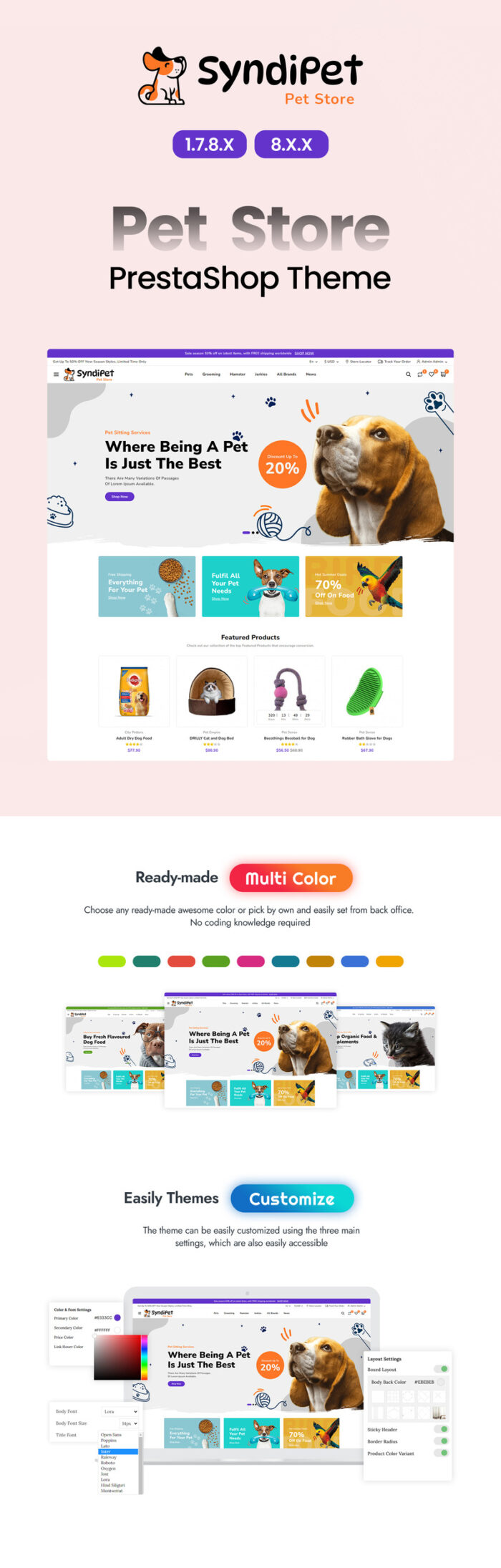 Syndipet - Animal Pet Care and Pet Food Store PrestaShop Theme - Features Image 1