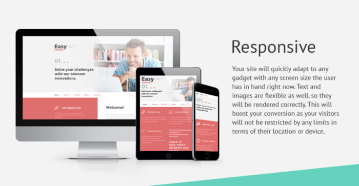 Communications Responsive Website Template - Features Image 1