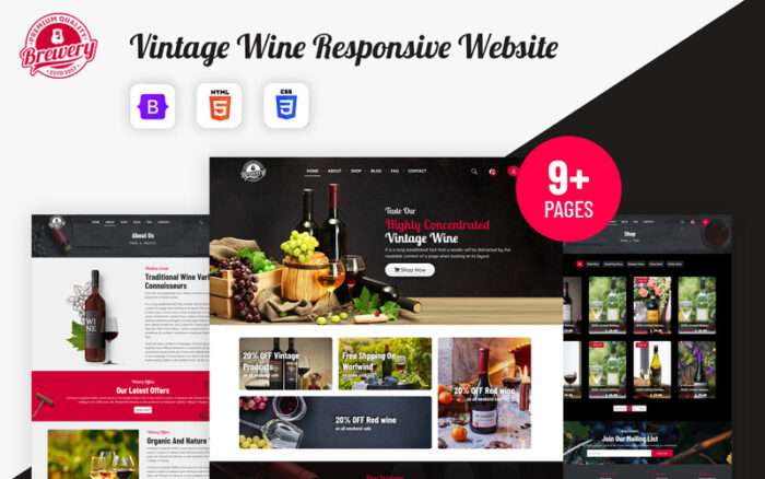 Vwine - Online wine shop React JS Website Template - Features Image 1