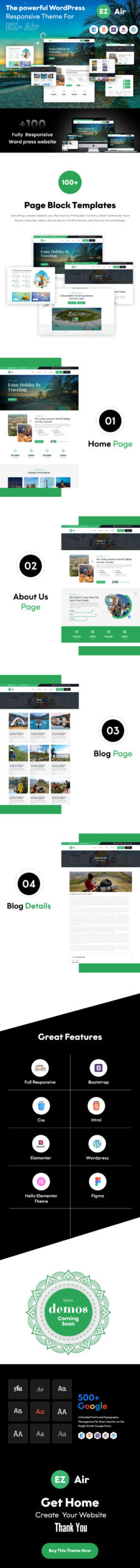 EZ Air: Elevate Your Travel Agency with this Airy and Responsive WordPress Theme - Features Image 1