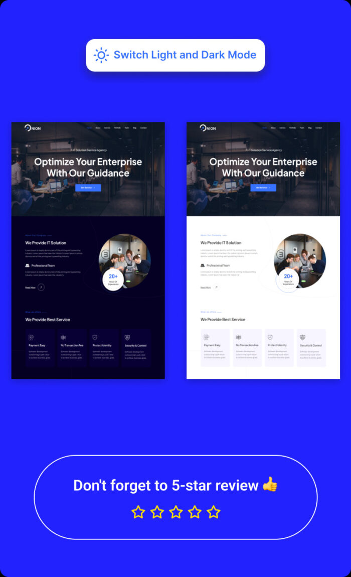 Onion - Corporate Agency HTML Landing Template - Features Image 1