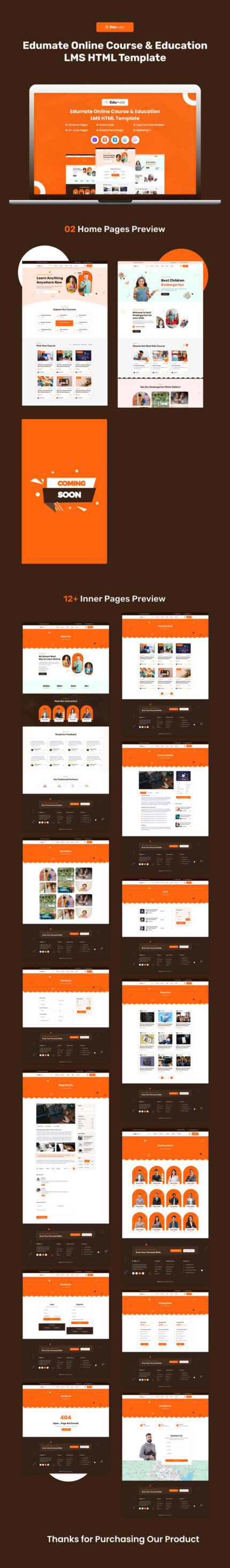 Edumate Online Course & Education LMS HTML Website Template - Features Image 1