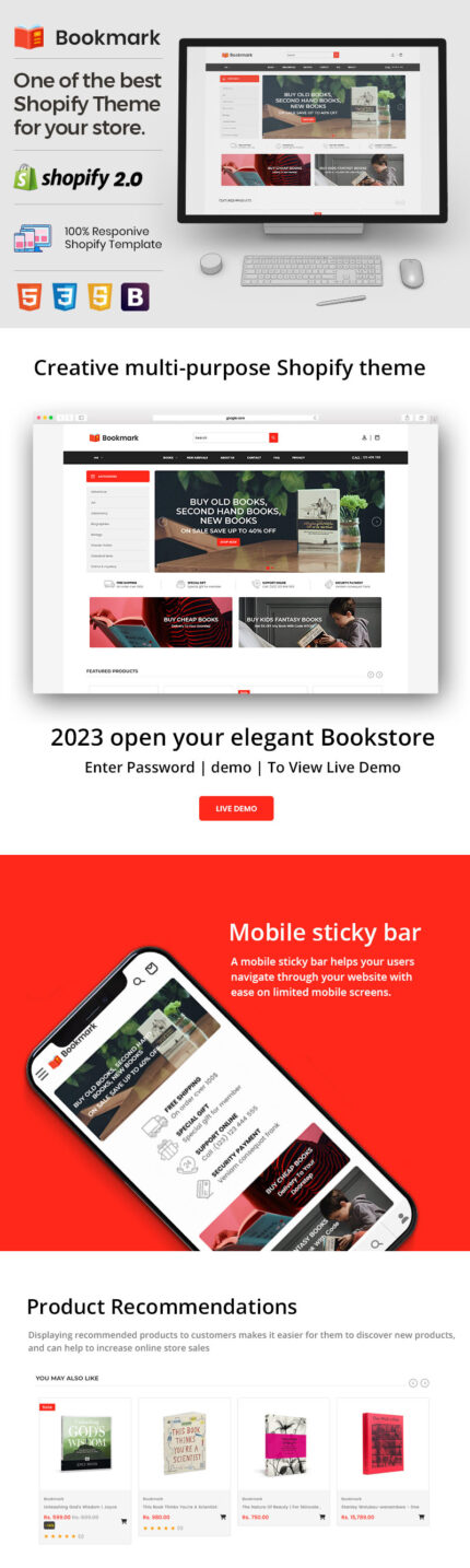 Bookmark Ebook - Magazine Paper Book Shopify OS 2.0 Theme - Features Image 1