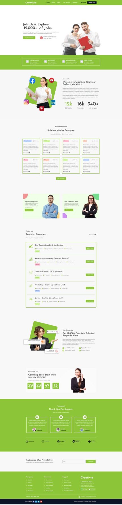 Creativia Job Board and Job Solution - Wordpress Theme - Features Image 1