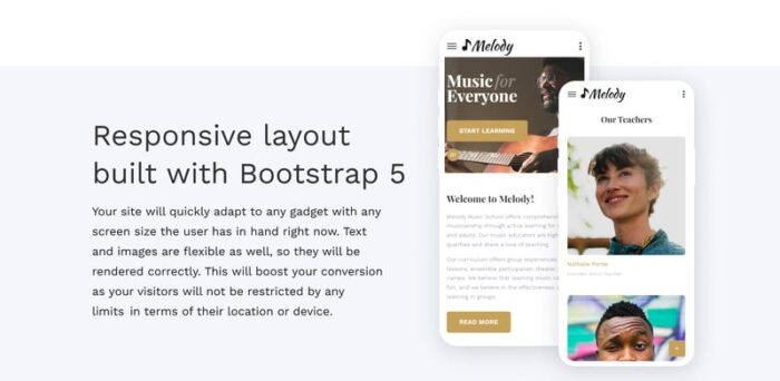 Melody - Music School Multipage HTML5 Bootstrap Website Template - Features Image 5