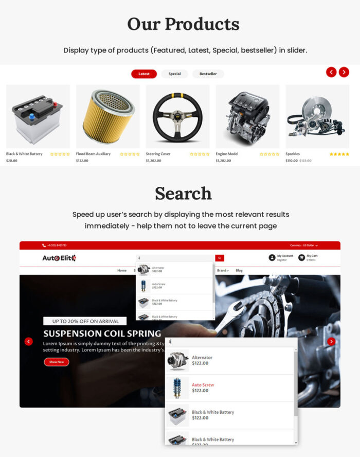 Autoelite - Opencart Template for Auto, Cars, Bikes and Auto Parts Sellers - Features Image 3