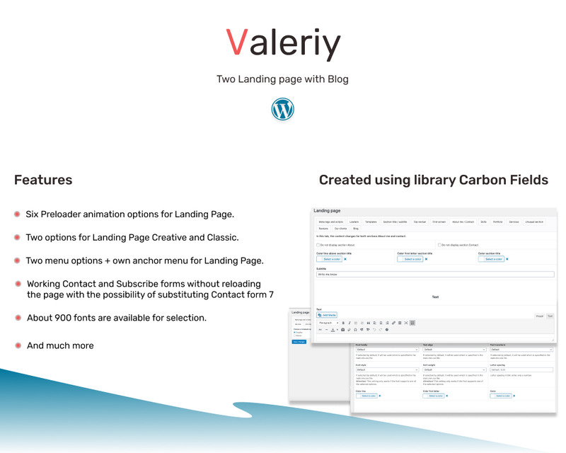 Valeriy | Multifunctional Personal Business Landing page with Blog WordPress Theme - Features Image 1