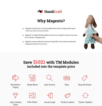 HandiCraft - Handmade Goods Shop Responsive Magento Theme - Features Image 1