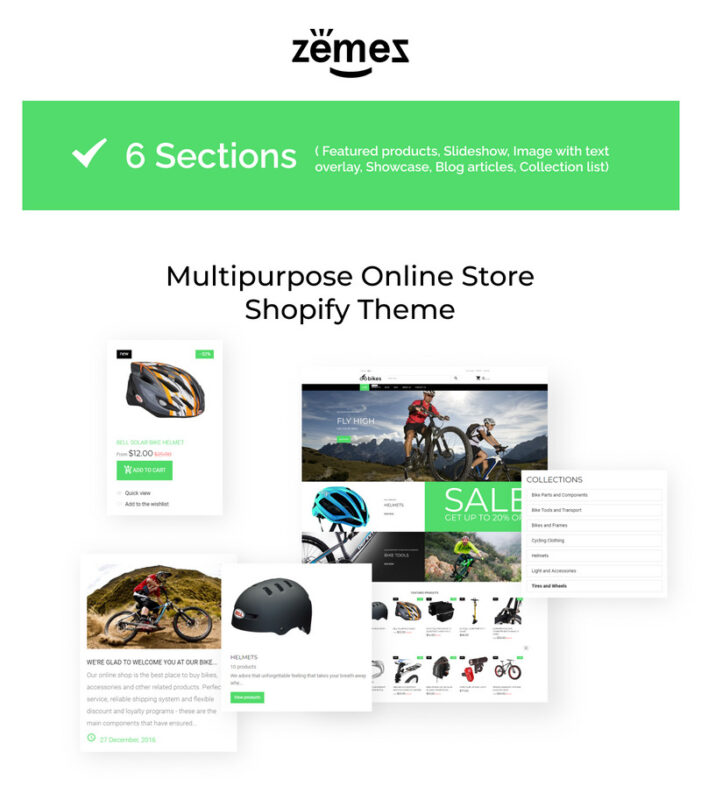 Cycling Responsive eCommerce Shopify Theme - Features Image 1