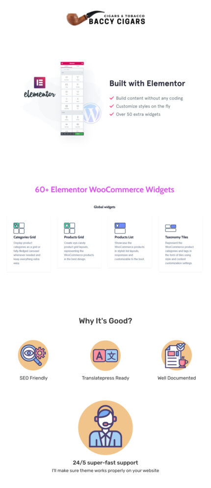 Baccy Cigars - Cigars & Tobacco WordPress Elementor Template - Features Image 1